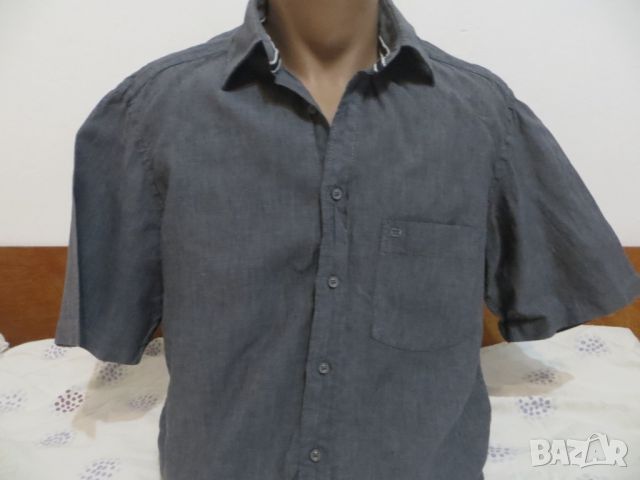 Мъжка риза с къс ръкав от лен Atlantic Inc, снимка 2 - Ризи - 46410035