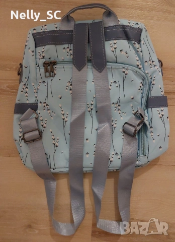 Светло синя раница с флорален мотив, снимка 8 - Раници - 53727853