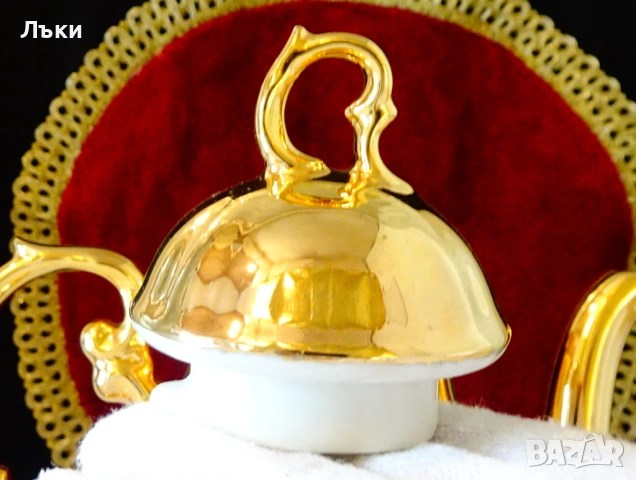 Кана баварски порцелан,чисто злато,роза,барок. , снимка 5 - Антикварни и старинни предмети - 52055659