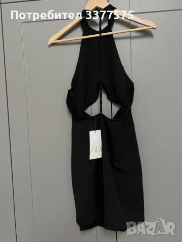 Zara черна къса рокля с гол гръб, снимка 3 - Рокли - 45251085