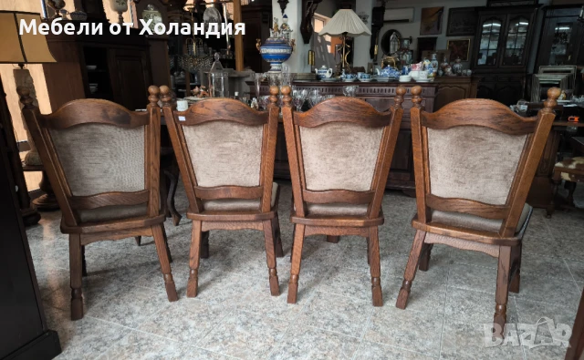 4 дъбови стола с дамаска, снимка 4 - Столове - 50999573