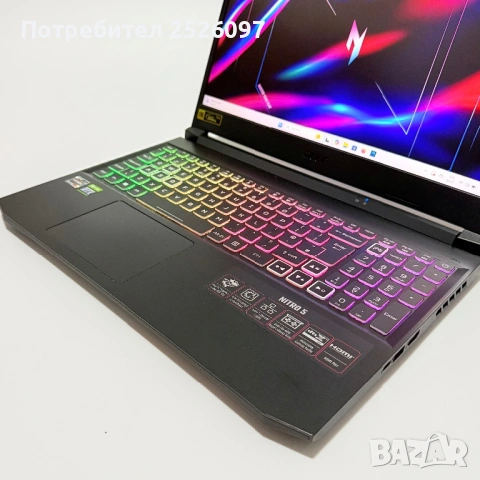 Acer Nitro 5/144Hz 15.6”/RTX 3080 8GB/Ryzen 9 5900HX/32GB/1TB NVMe/RGB, снимка 5 - Лаптопи за игри - 54222885