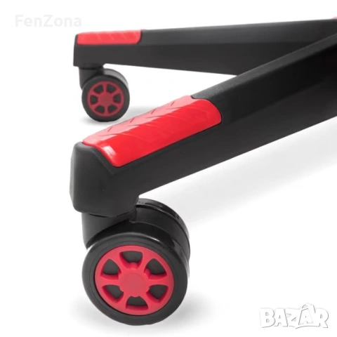 Ергономичен геймърски стол с функция за масаж и подложка за крака - червен, снимка 17 - Столове - 54096544