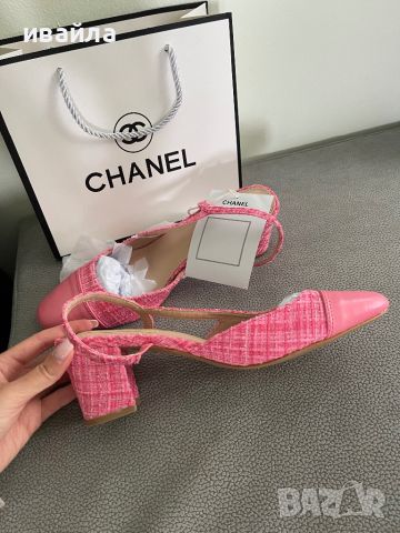 Цикламени розови обувки букле Шанел бежови Chanel , снимка 2 - Дамски обувки на ток - 45782845