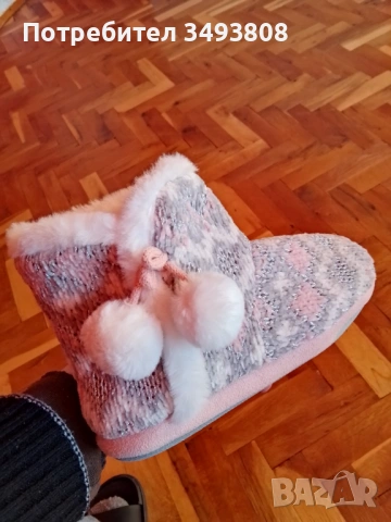 Уютни дамски плетени домашни ботуши , снимка 2 - Пантофи - 53770371