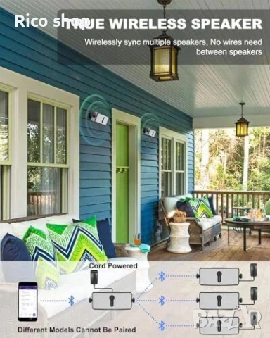 INWA 2x BLUETOOTH външен безжичен високоговорител, снимка 2 - Тонколони - 54122764