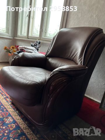 Диван и фотьойл от естествена кожа , снимка 4 - Дивани и мека мебел - 45809035