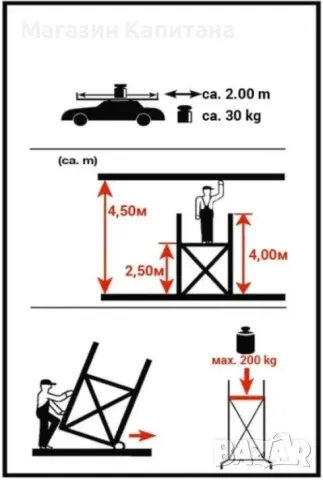 Алуминиево скеле 4.5м. работна височина, снимка 2 - Други машини и части - 49861462