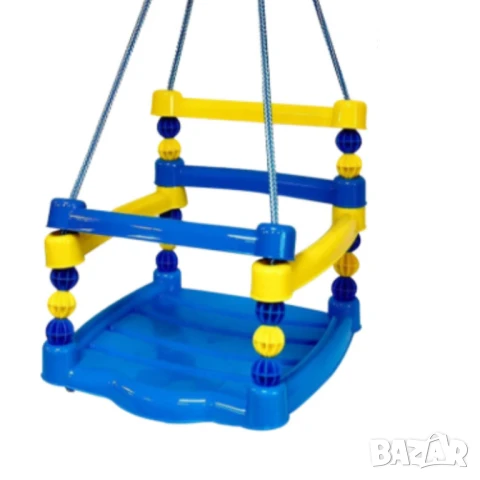 Детска Люлка с въже, Висяща за окачване, Дървена с халки, 30 х 30 х 25 cm, До 40 кг, 3+ години, снимка 6 - Детски люлки - 50793674