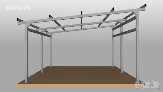 Метална конструкция за къща, бунгало, навес, гараж 5.5х6.4=35.2 m², снимка 10 - Други - 46963798