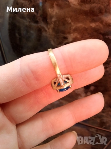 Сребърен пръстен с позлата , снимка 3 - Пръстени - 53578886