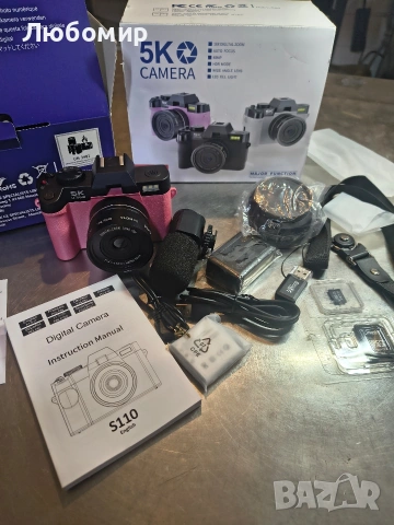 5K цифрова камера, 48MP/60FPS камери за фотография, видеокамера/влог, WiFi управление розов, снимка 4 - Фотоапарати - 53356986