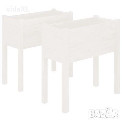 vidaXL Градински сандъци, 2 бр, бели, 70x31x70 см, бор масив（SKU:810822