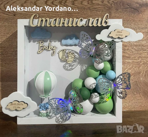 3Д бебешка визитка.Луксозен подарък за изписване ,погача, кръщене., снимка 7 - Мебели за детската стая - 53658113