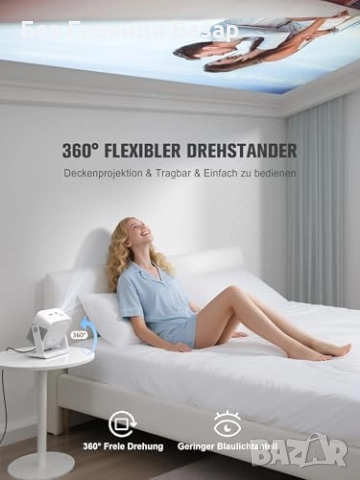 Нов черен Домашен кино проектор 4K HDR10+ с Google TV и Bluetooth звук, снимка 5 - Плейъри, домашно кино, прожектори - 52081182