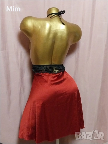 2XL Нощница от червен сатен и черна дантела , снимка 4 - Нощници - 53671910