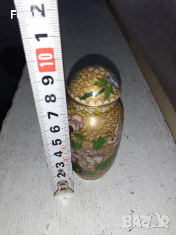 Стара малка вазичка Клоазоне с капаче cloisonne, снимка 4 - Антикварни и старинни предмети - 53457024