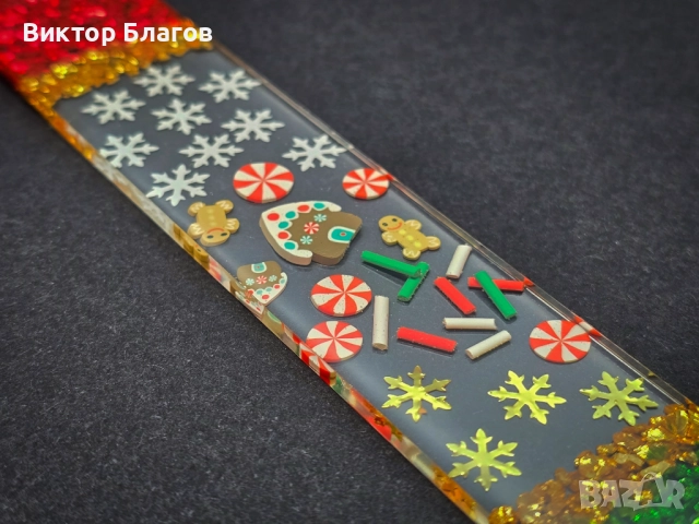 Коледен книгоразделител от епоксидна смола, снимка 3 - Коледни подаръци - 52908780
