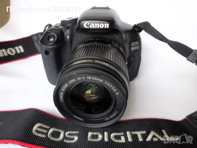 Canon EOS 600D + 18-55 IS +карта + чанта, снимка 1 - Фотоапарати - 48628912