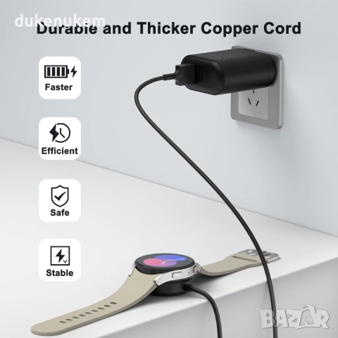 Зареждащ кабел за Samsung Galaxy Watch – магнитен, USB (2 броя), снимка 3 - Смарт гривни - 53353476