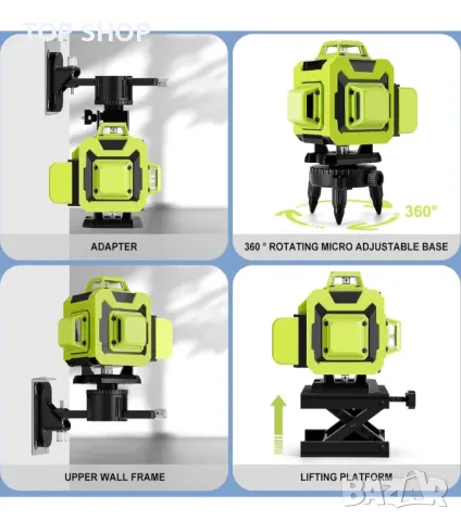 STANEW 4 x 360° лазерен нивелир, самонивелиращ се зелен лазерен нивелир 4D 16 линия зелена лазерна, снимка 6 - Гедорета - 48934929