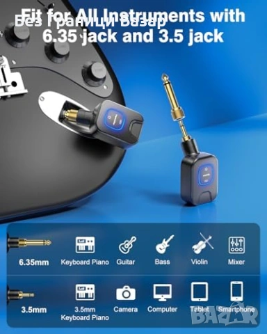 Нов Безжичен предавател и приемник за китара бас 5.8G 24bit с кутия, снимка 3 - Друга електроника - 53876044