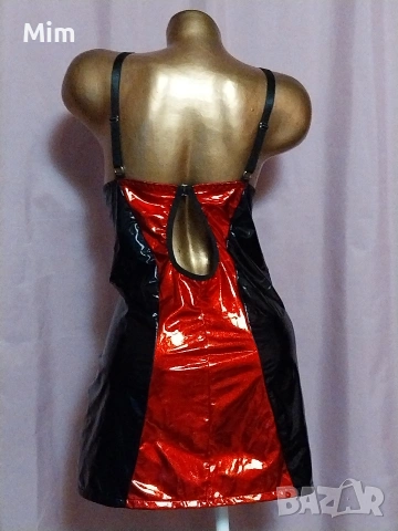 4XL Червена лачена рокля с цип по цялата дължина , снимка 7 - Рокли - 53171236