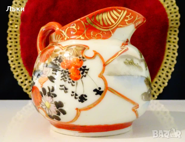 Кана,каничка японски порцелан Kutani-yaki,синигер,гейши,злато. , снимка 3 - Антикварни и старинни предмети - 51220892