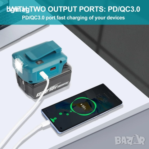QUPPER Adp05 USB-A и USB-C адаптер за акумулаторни батерии Makita 14.4V и 18V, снимка 6 - Други инструменти - 52111838