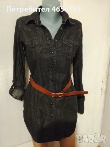 ДАМСКА ДЪНКОВА РОКЛЯ с колан  - размер 38, снимка 2 - Рокли - 53000873