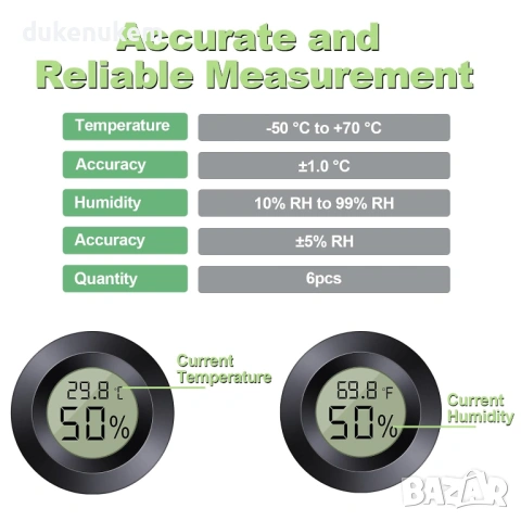 6 бр. Мини хигрометър с термометър за вътрешна употреба, снимка 2 - Друга електроника - 53188231