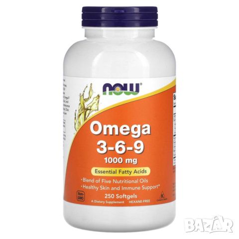 Now Foods Омега 3-6-9, 1000 mg, 250 капсули, снимка 1 - Хранителни добавки - 46089214