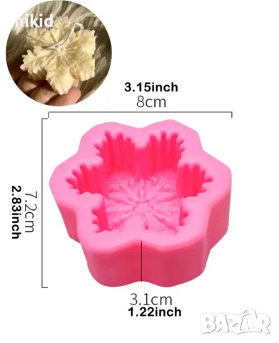 Голяма дълбока красива Снежинка силиконов молд калъп форма украса сапун гипс свещ глина шоколад, снимка 4 - Форми - 23102021