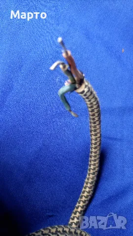 Стар, ретро, кабел, троен, многожилен, текстилна оплетка, снимка 3 - Антикварни и старинни предмети - 50189287