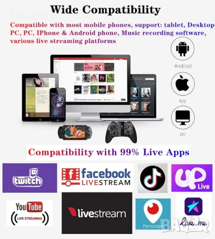 Чисто нова професионална звукова карта K300 - Аудио миксер за стрийминг и подкаст  , снимка 5 - Други - 53986816