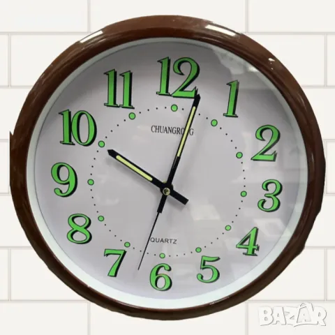 Декоративен стенен часовник, Елегантен, Арабски цифри, кафяв, снимка 2 - Стенни часовници - 49927415