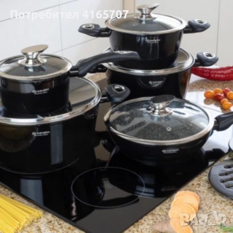 Комплект от 12 части - тенджери, тиган и подложки Edenberg EB-5613