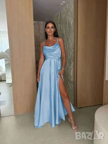 💎Дълги сатенени рокли с камъни , снимка 3 - Рокли - 50623359