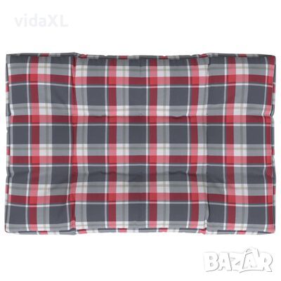 vidaXL Палетна възглавница, червено каре, 120x80x12 см, текстил（SKU:314421, снимка 1 - Градински мебели, декорация  - 46275280