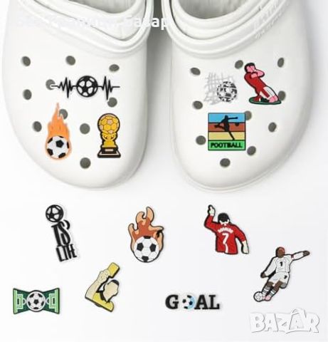 Нови 36 броя различни форми футболни аксесоари за обувки Croc джапанки, снимка 4 - Други - 45659398
