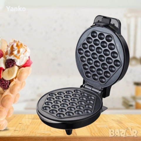 Гофретник за Bubble Waffle Rosberg, 1000W, Черен, 2 ГОДИНИ ГАРАНЦИЯ, снимка 3 - Гофретници - 53942278