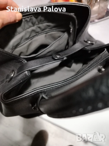 Кожена черна чанта, снимка 5 - Чанти - 52387153