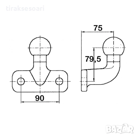 Теглич топка за ремарке 3.5T модел стоманен теглич за ремарке каравана, снимка 2 - Аксесоари и консумативи - 52470454