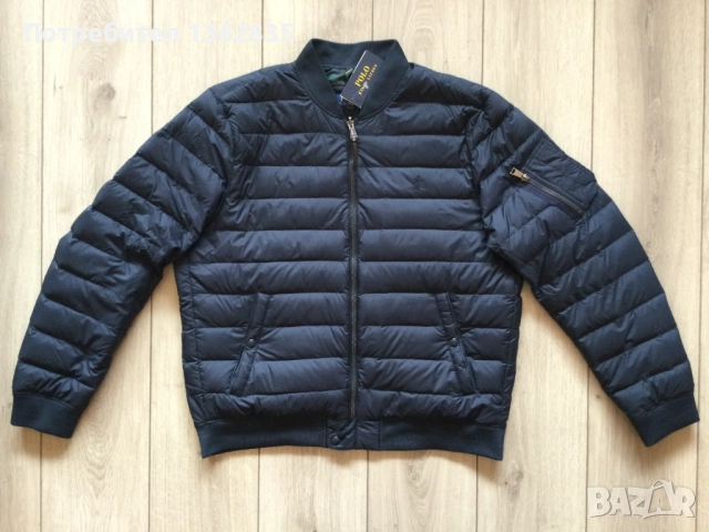 НОВО тъмно синьо пухено яке бомбър POLO RALPH LAUREN размер L от САЩ, снимка 7 - Якета - 52691916