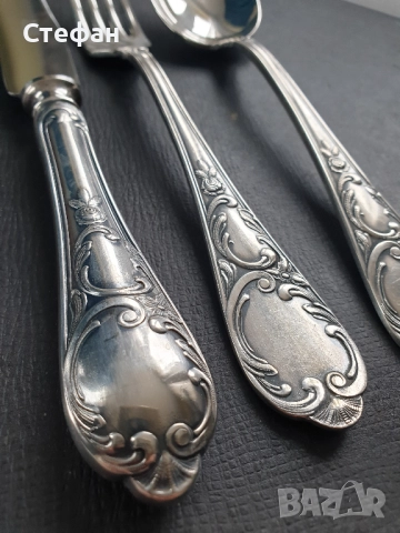 Комплект посребрени прибори, снимка 6 - Антикварни и старинни предмети - 51941477
