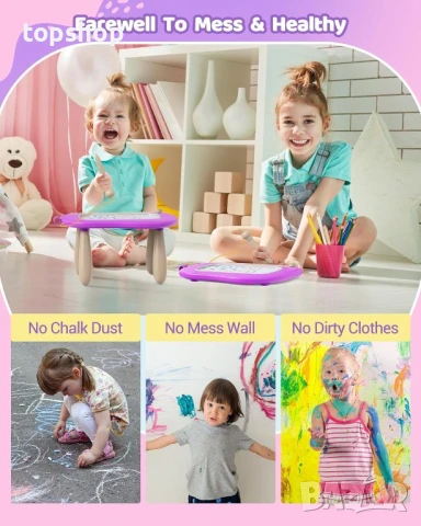 Магнитна дъска за рисуване за малки деца, лилава, снимка 7 - Образователни игри - 50525696