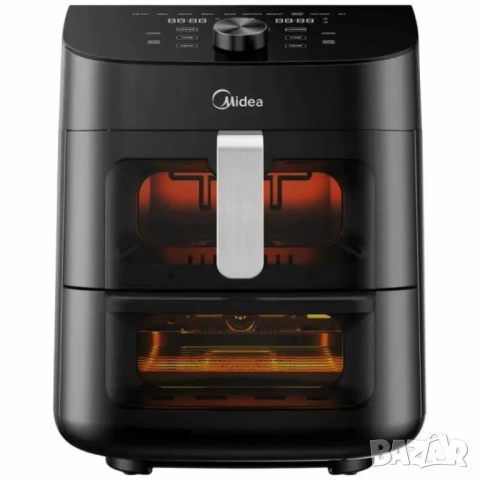 Еър Фрайър 2 в 1 - 11L - Midea MAD1100DADK - С две зони за готвене, 10 програми и 360° циркулация на, снимка 3 - Друга електроника - 51858947