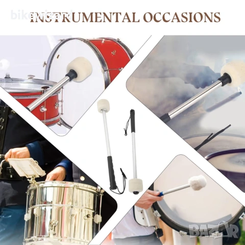 Палки за барабани от неръждаема стомана с неплъзгаща се дръжка и филцова глава – 32 см, снимка 2 - Други - 53718603