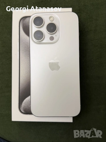 ПРОДАВАМ IPhone 15-pro 256 GB White Titanium, снимка 3 - Apple iPhone - 54196933