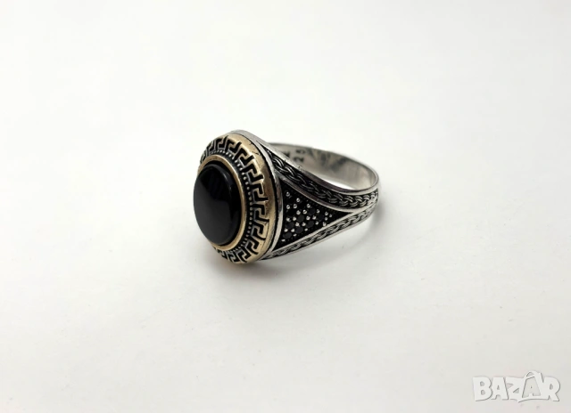 Мъжки Сребърен Пръстен "Версаче" (проба 925)- 12,26 грама, снимка 2 - Пръстени - 53903145